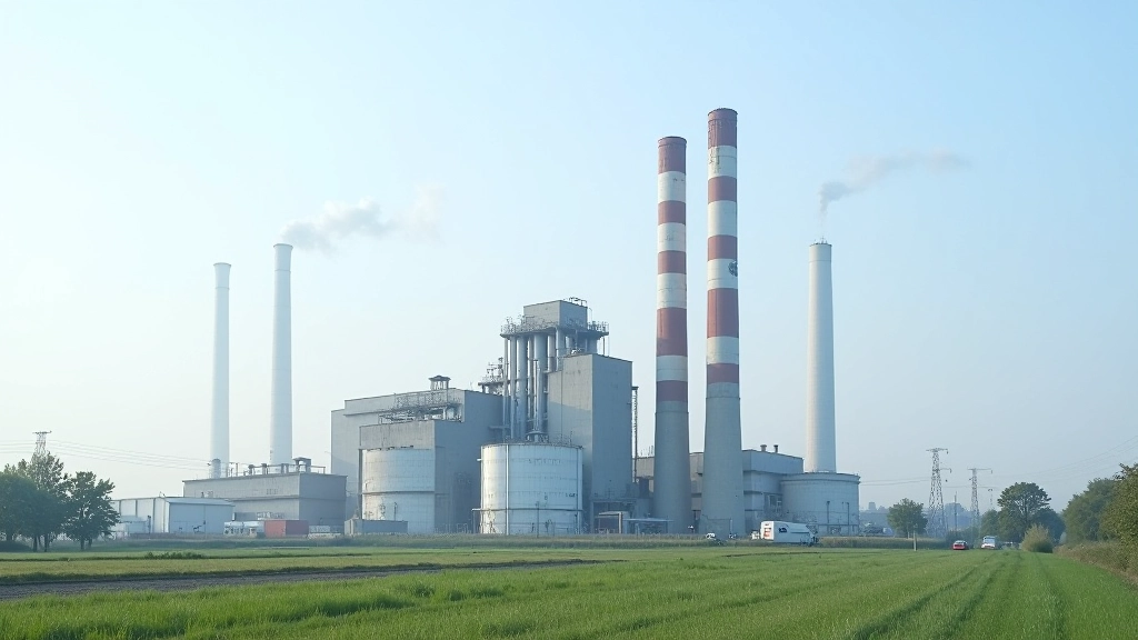 Zementfabrik mit Schornsteinen und modernen Filtersystemen